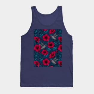 Night tropical garden in blue and red Tank Top